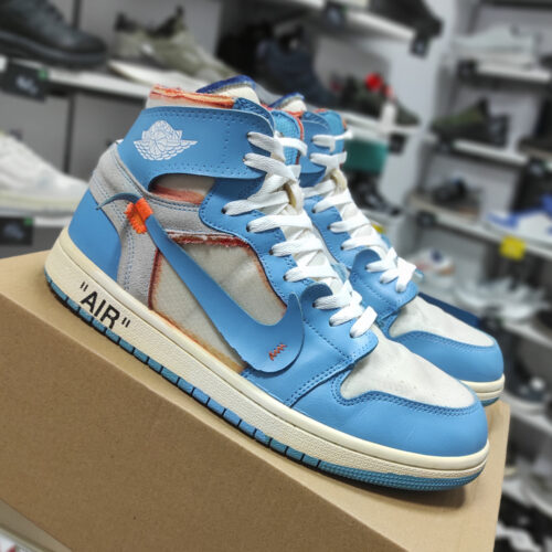 Коллекционные Nike Air Jordan 1 Retro High x Off-White "UNC" (High-Quality Copy) - Топ-качество (1:1) - кроссовки секонд фото 5